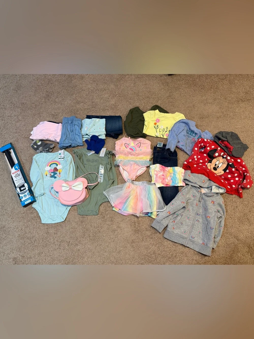Little girl bundle of clothes 18mo-2T with bonus play purse and car window shade